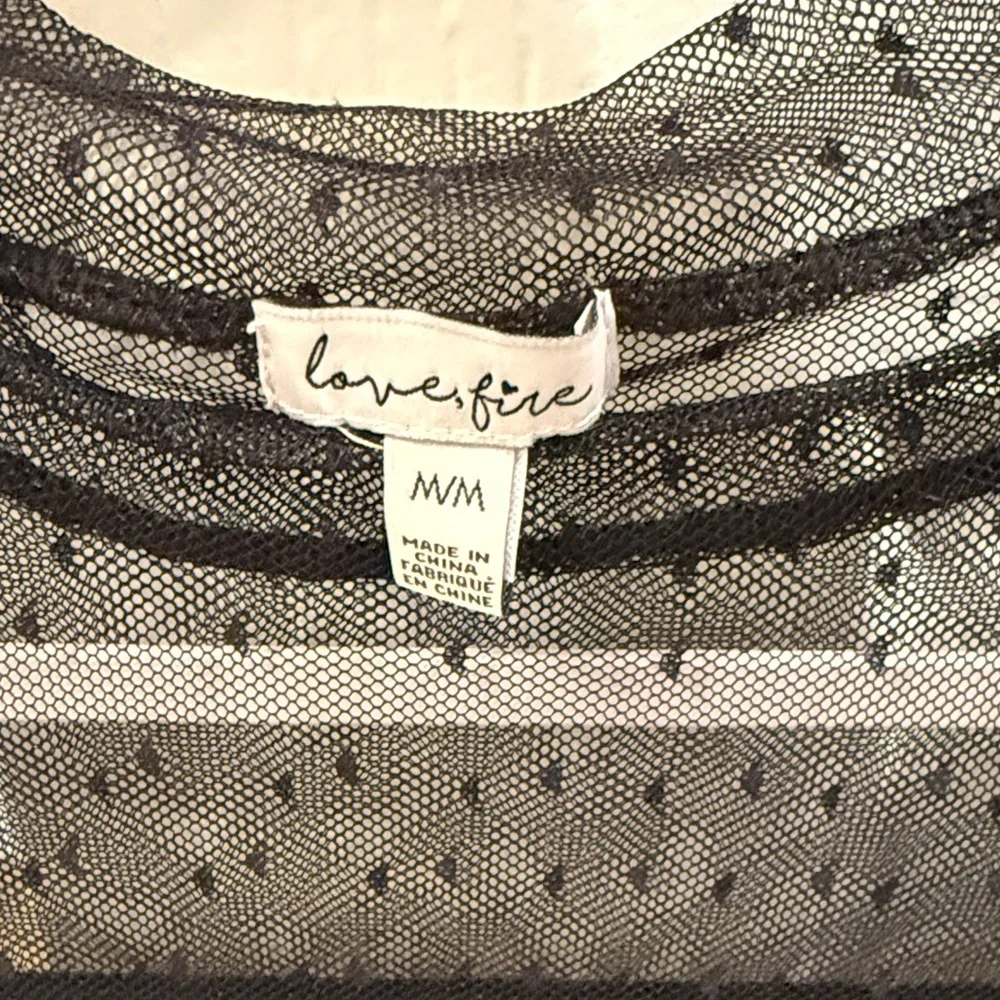 love, Fire Black Sheer Long Sleeve Blouse - Picture 2 of 4